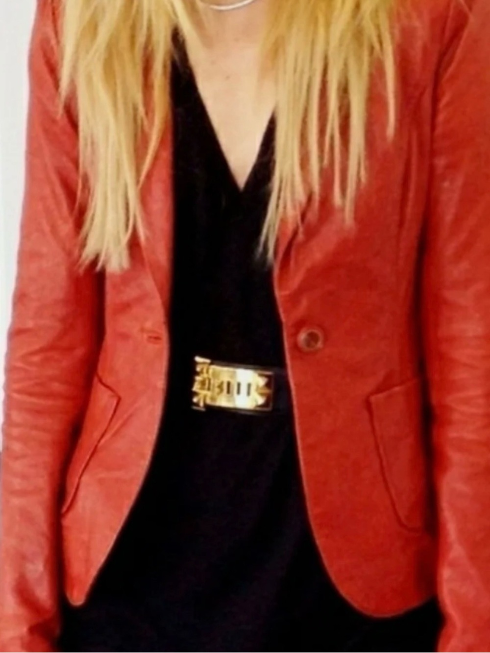 Rachel Zoe Red Leather Blazer Jacket